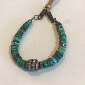 Antique cz center bead with turquoise brac…